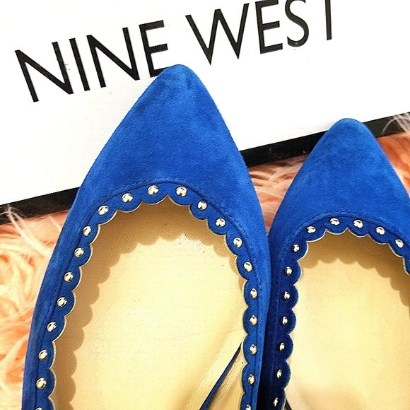 NINE WEST Women's Omlit Blue Suede Ballet Flats - Picture 8 of 9
